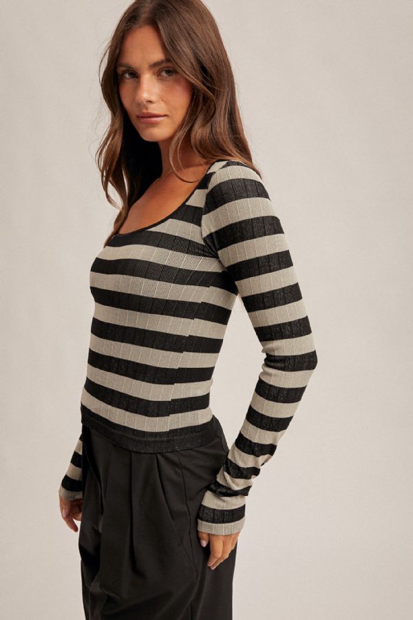 Long Sleeve Seamless Stripe Top