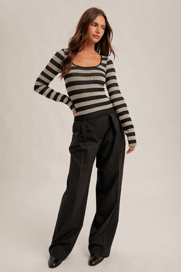 Long Sleeve Seamless Stripe Top