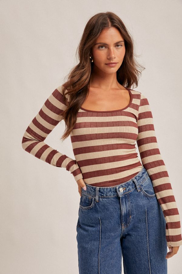 Long Sleeve Seamless Stripe Top