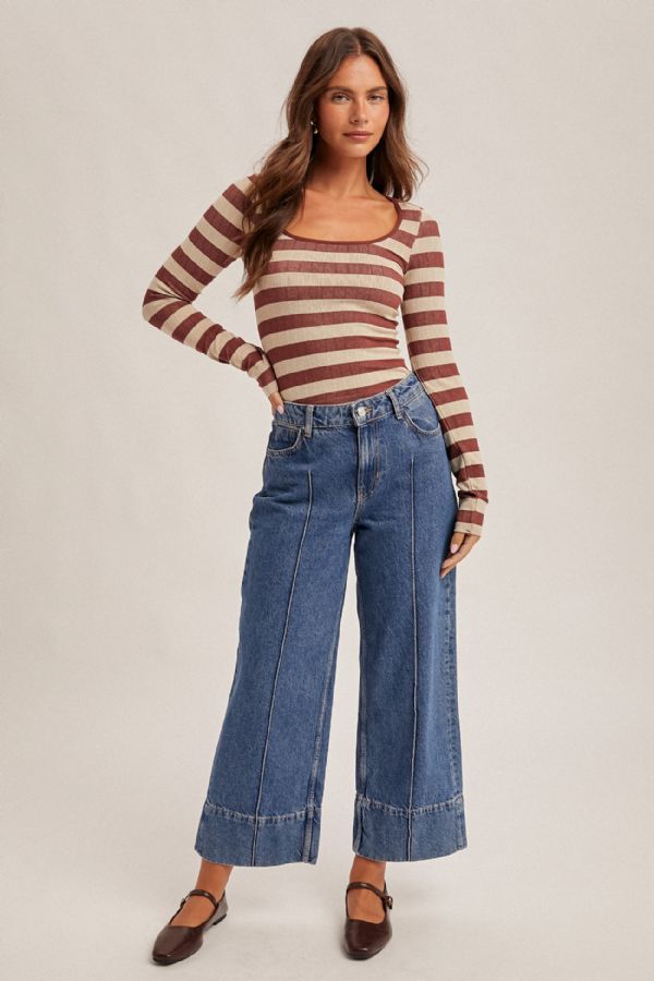 Long Sleeve Seamless Stripe Top