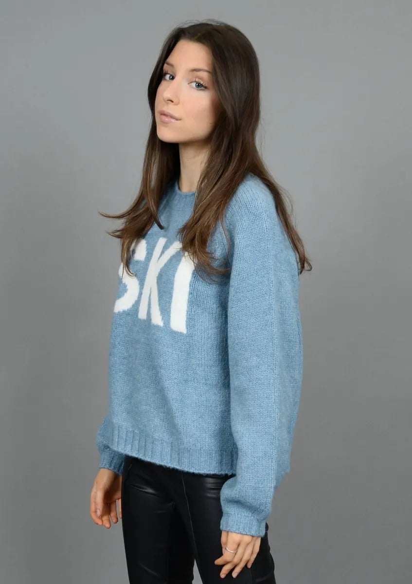 BRUNHILDE LONG RAGLAN SLEEVE CREW NECK SWEATER - "SKI"