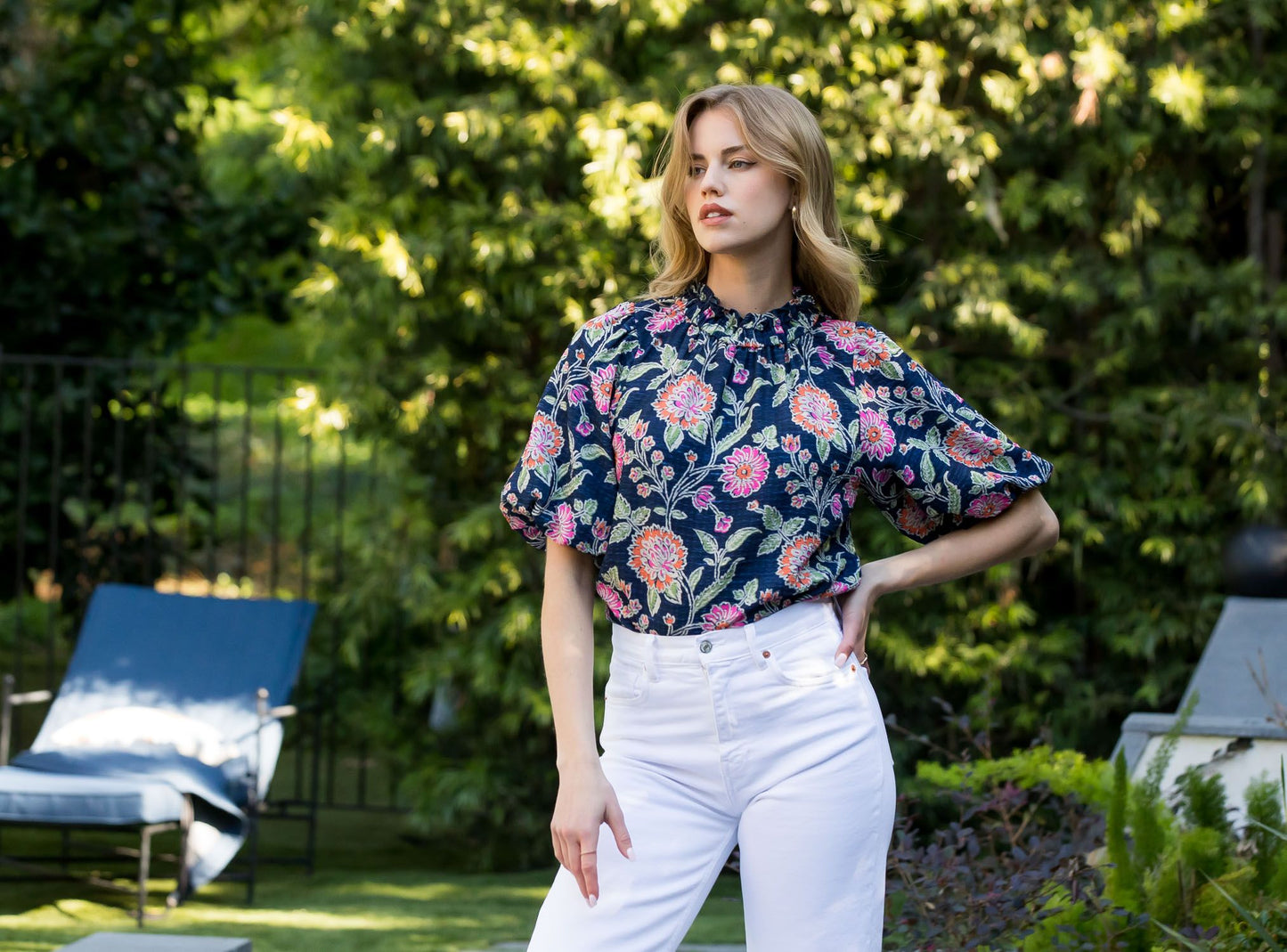 PUFF SLEEVE FLORAL PRINT TOP