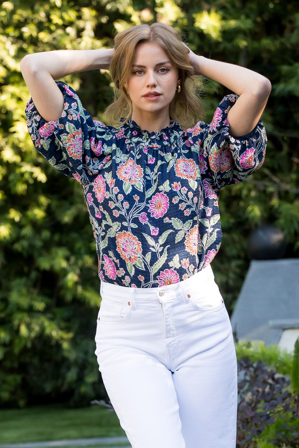 PUFF SLEEVE FLORAL PRINT TOP