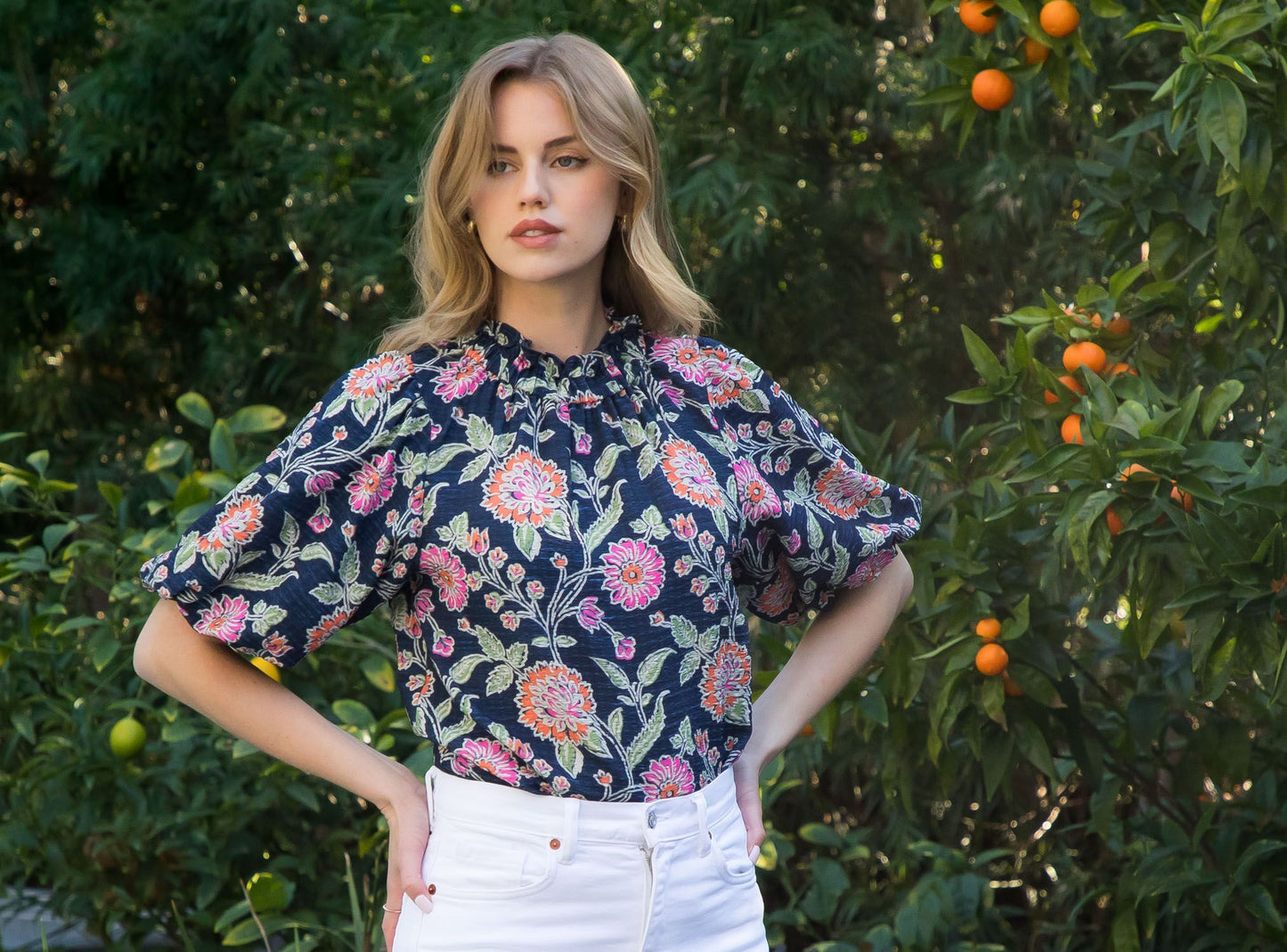 PUFF SLEEVE FLORAL PRINT TOP