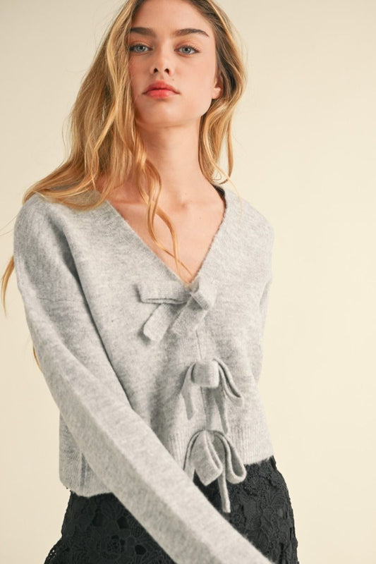 BOW FRONT DETAIL SWEATER