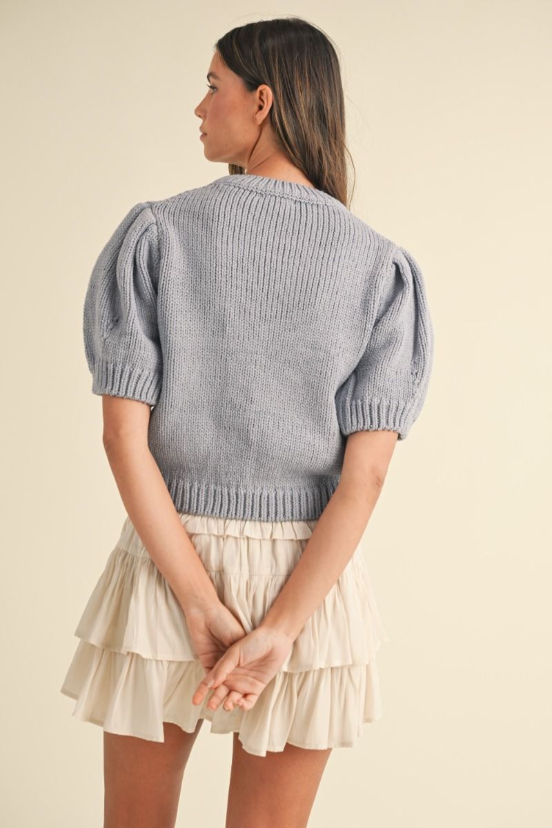 PUFF SHORT SLEEVE SWEATER TOP