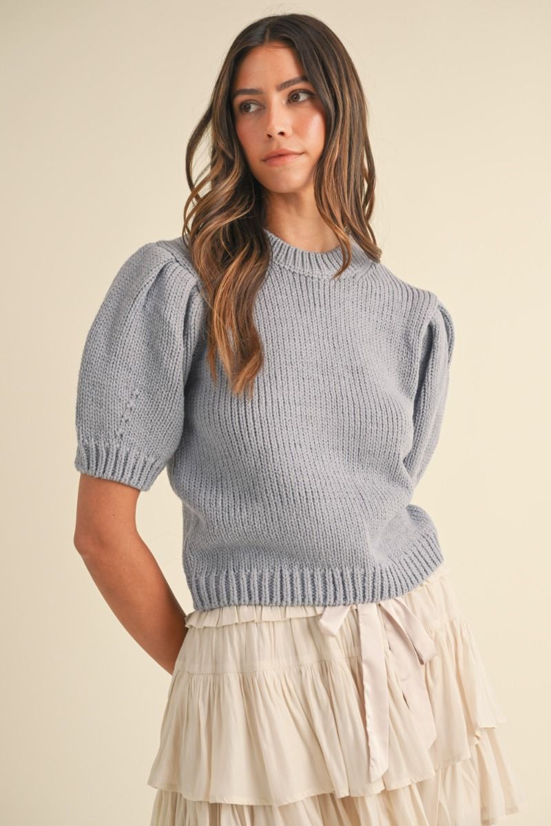 PUFF SHORT SLEEVE SWEATER TOP