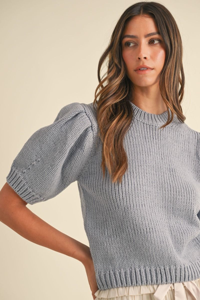 PUFF SHORT SLEEVE SWEATER TOP