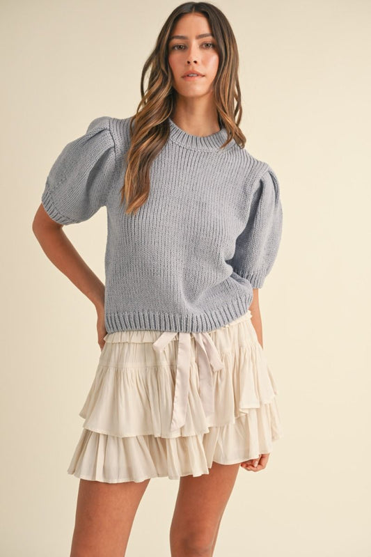 PUFF SHORT SLEEVE SWEATER TOP