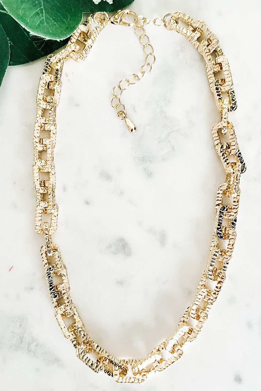 Textured Rectangle Chain Necklace