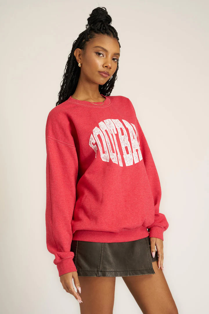 FOOTBALL OVERSIZED SWEATSHIRT - RED DAHLIA