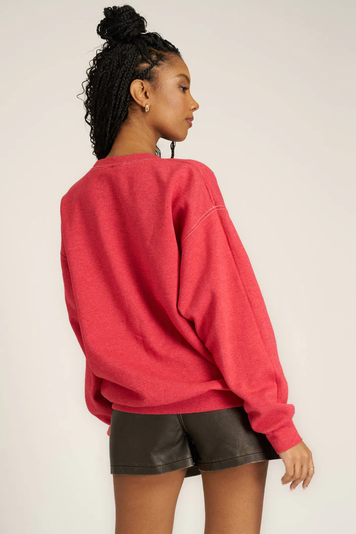 FOOTBALL OVERSIZED SWEATSHIRT - RED DAHLIA