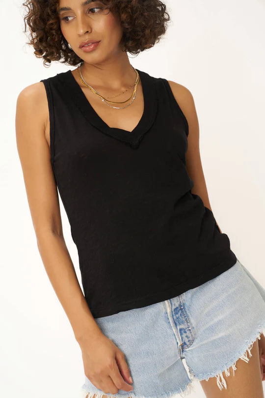 LET ME KNOW RELAXED SLUB V NECK TANK