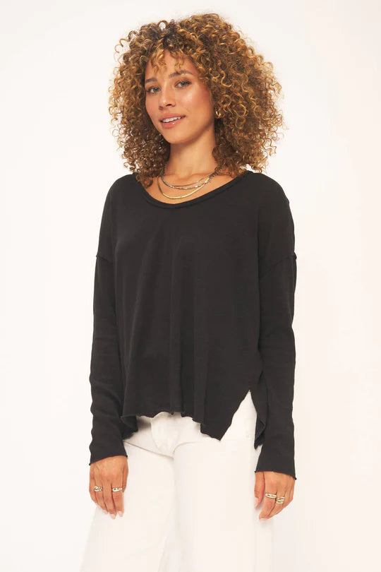 Mae Textured Relaxed V-Neck Long Sleeve