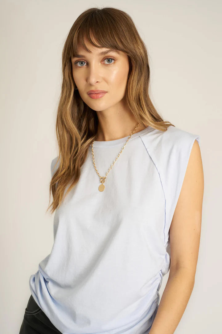 UPSTATE EXAGGERATED SHOULDER TOP - BLUE DUSK