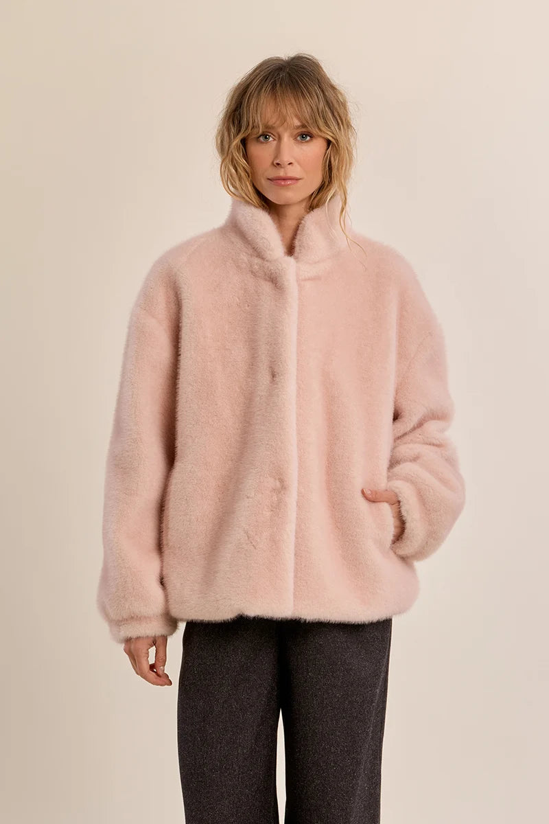 Faux Fur Blush Pink Coat