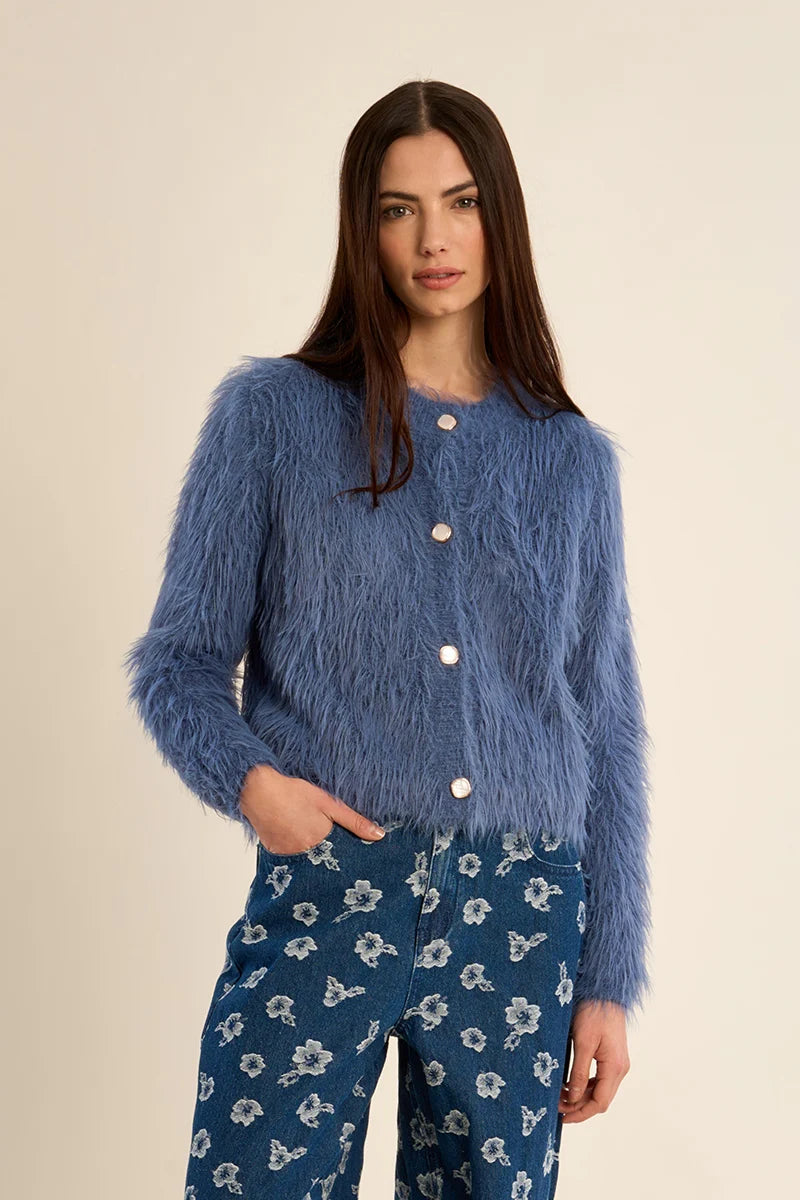 Fur-Effect Cardigan