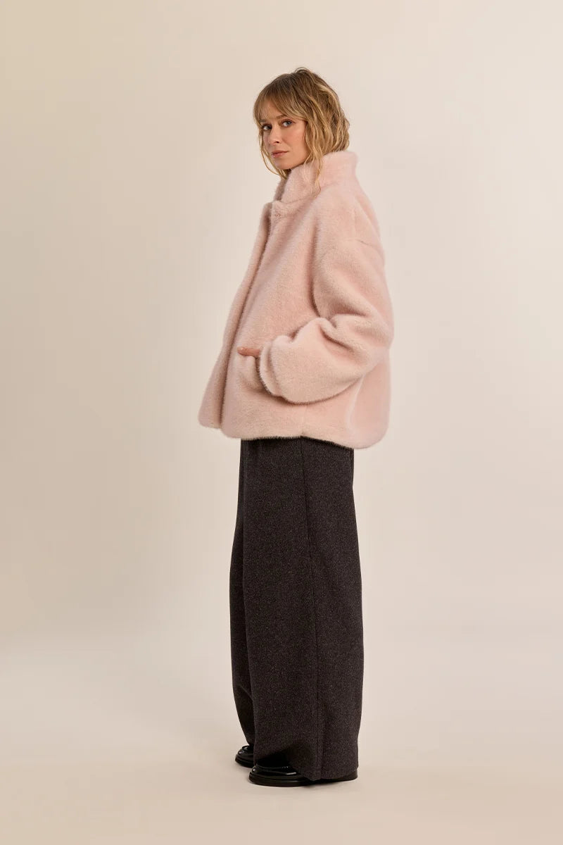 Faux Fur Blush Pink Coat