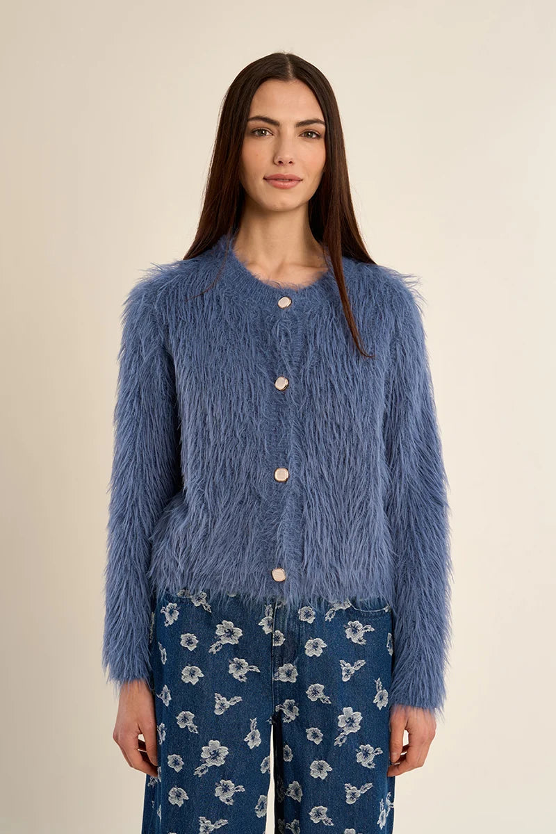 Fur-Effect Cardigan
