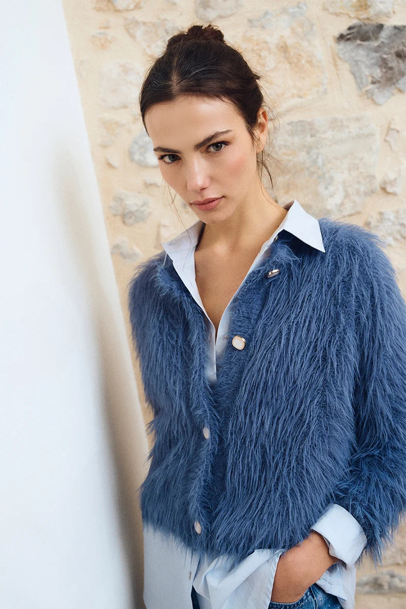 Fur-Effect Cardigan