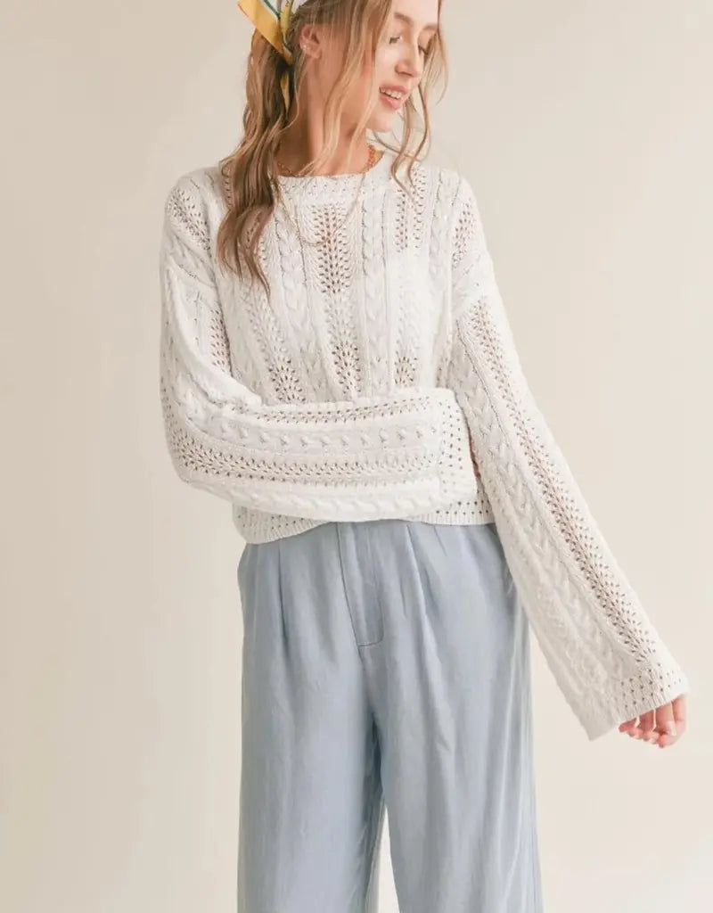 ELLA SPRING CABLE KNIT SWEATER