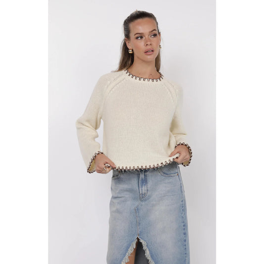 REYNA CONTRAST STITCH DETAIL SWEATER