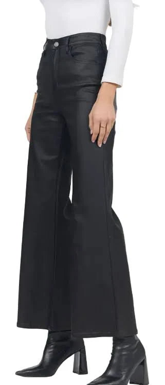 Dear John Fiona Leather Wide Leg Pants - Black