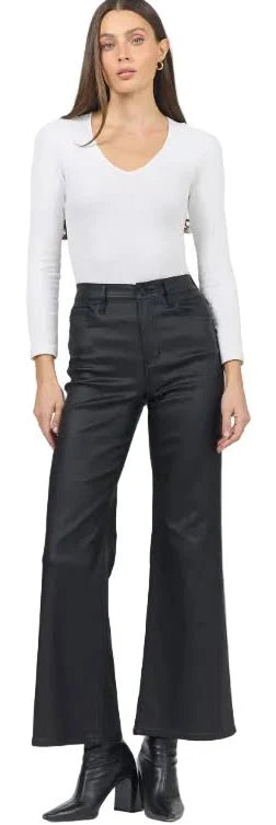 Dear John Fiona Leather Wide Leg Pants - Black