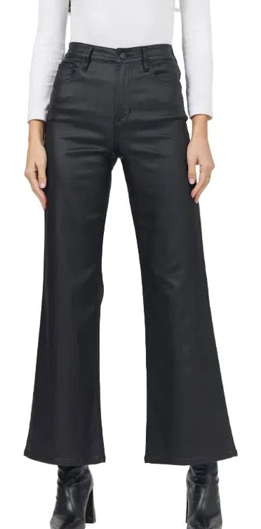 Dear John Fiona Leather Wide Leg Pants - Black