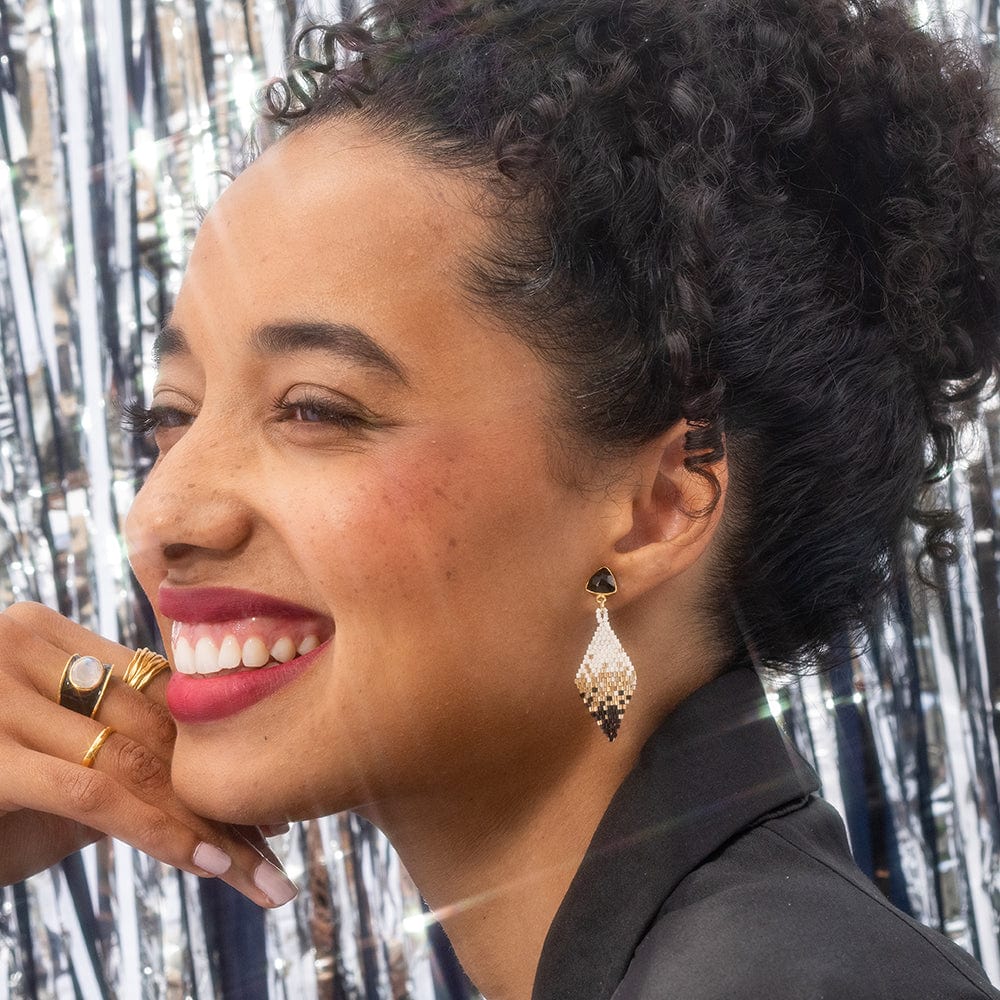 Sky Small Diamond Drop Earrings - Black