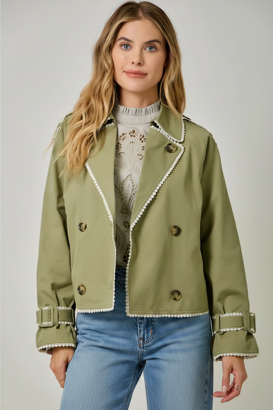 Lace Edge Short Trench Coat