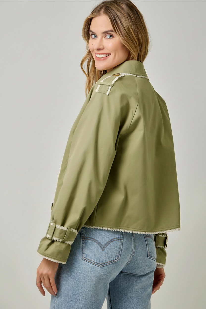 Lace Edge Short Trench Coat