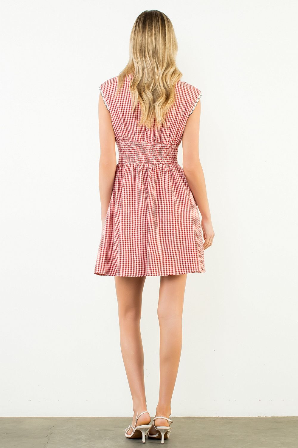 Front Zip Short Gingham Dress