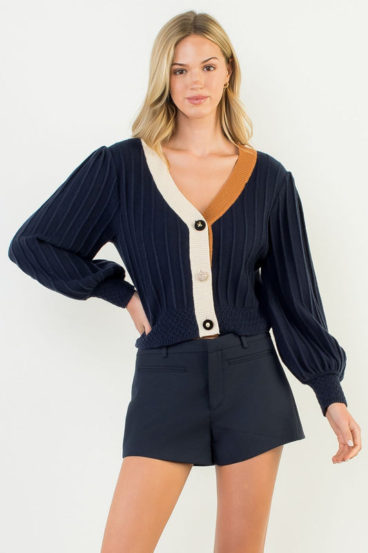 Color Block Knit Cardigan