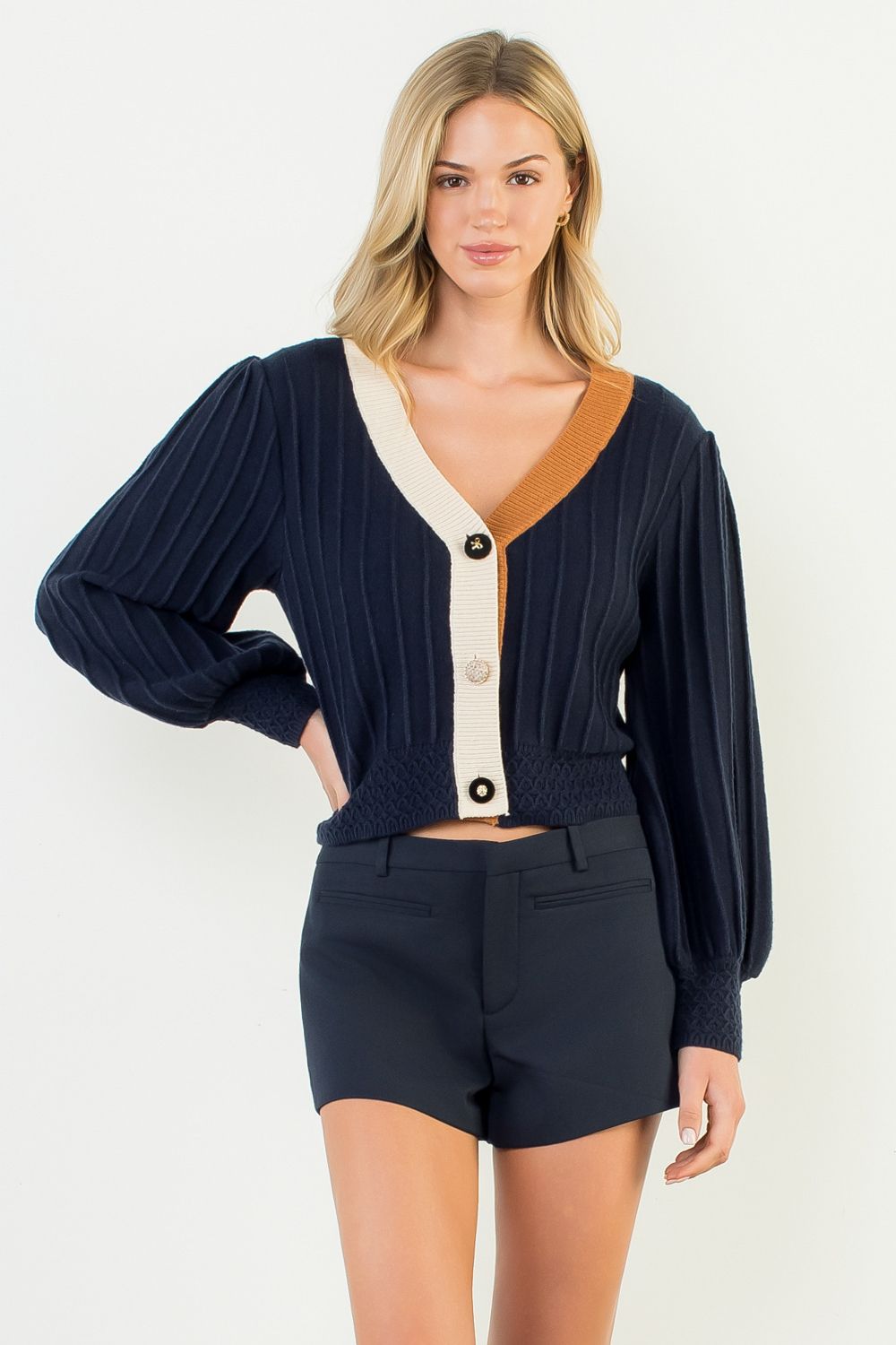 Color Block Knit Cardigan