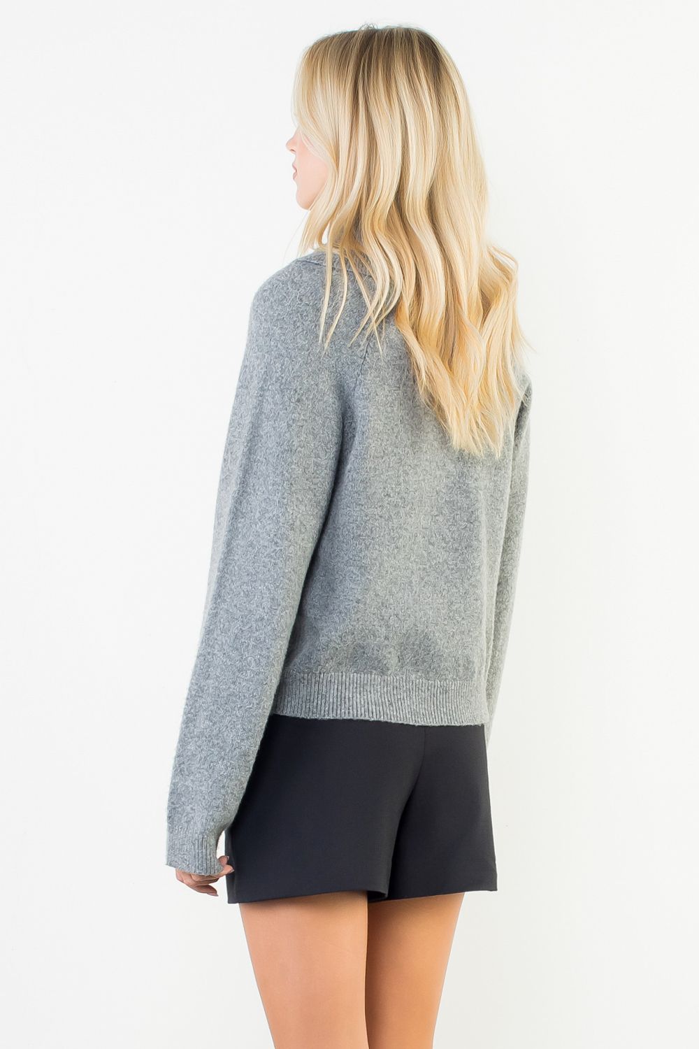 Button Detail Neckline Sweater