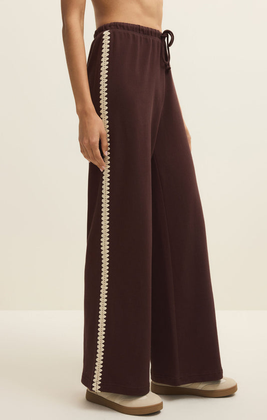 Take All French Terry Track Pant - Chocolate Cherry