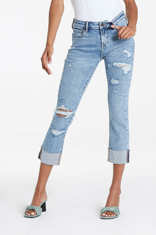 Blaire High Rise Cuffed Slim Straight Jeans