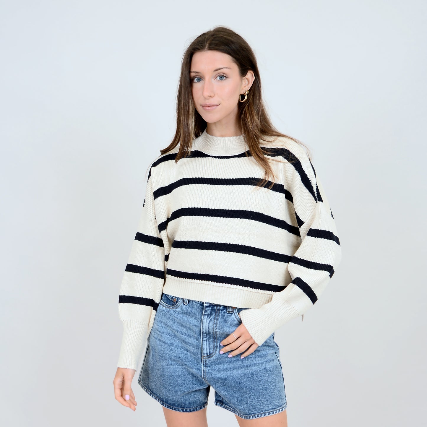 SUMIRE LONG SLEEVE CREW NECK PULLOVER - STRIPES