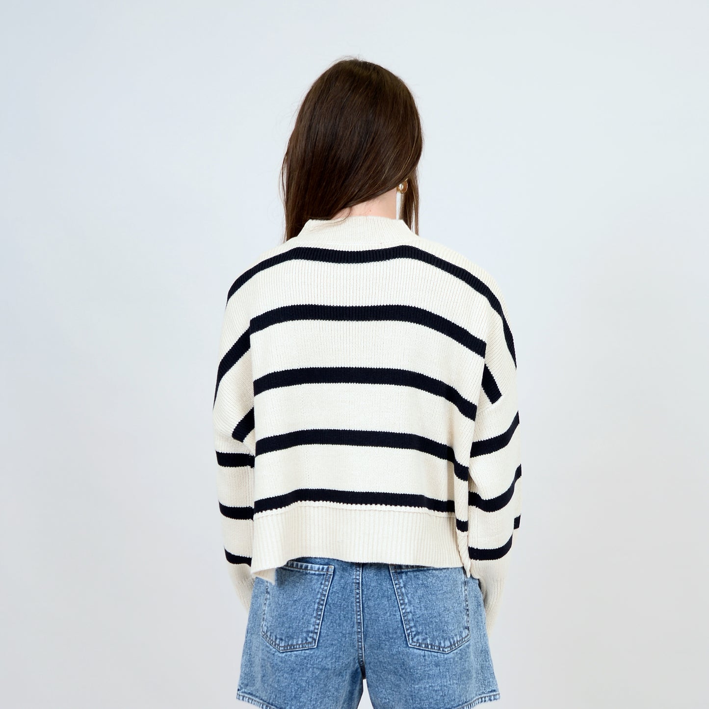 SUMIRE LONG SLEEVE CREW NECK PULLOVER - STRIPES