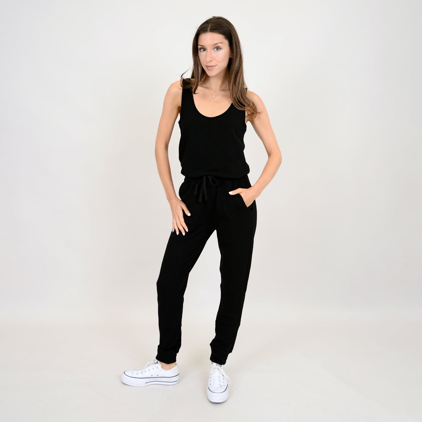 YOHNA SLUB TERRY TANK JUMPSUIT