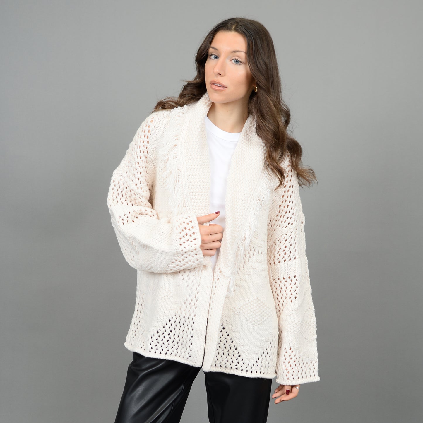 ILSA LONG SLEEVE SHAWL NECK CARDIGAN