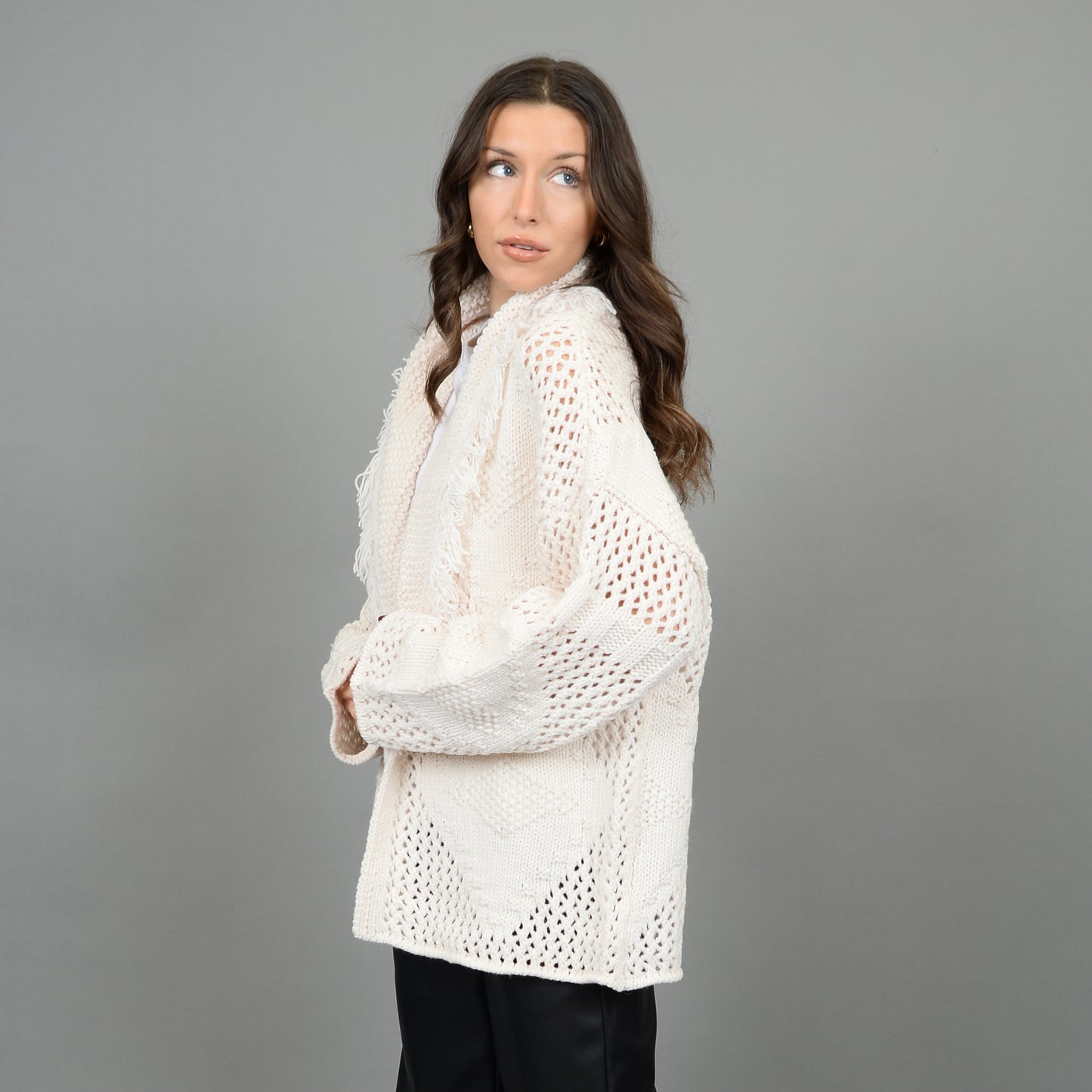 ILSA LONG SLEEVE SHAWL NECK CARDIGAN