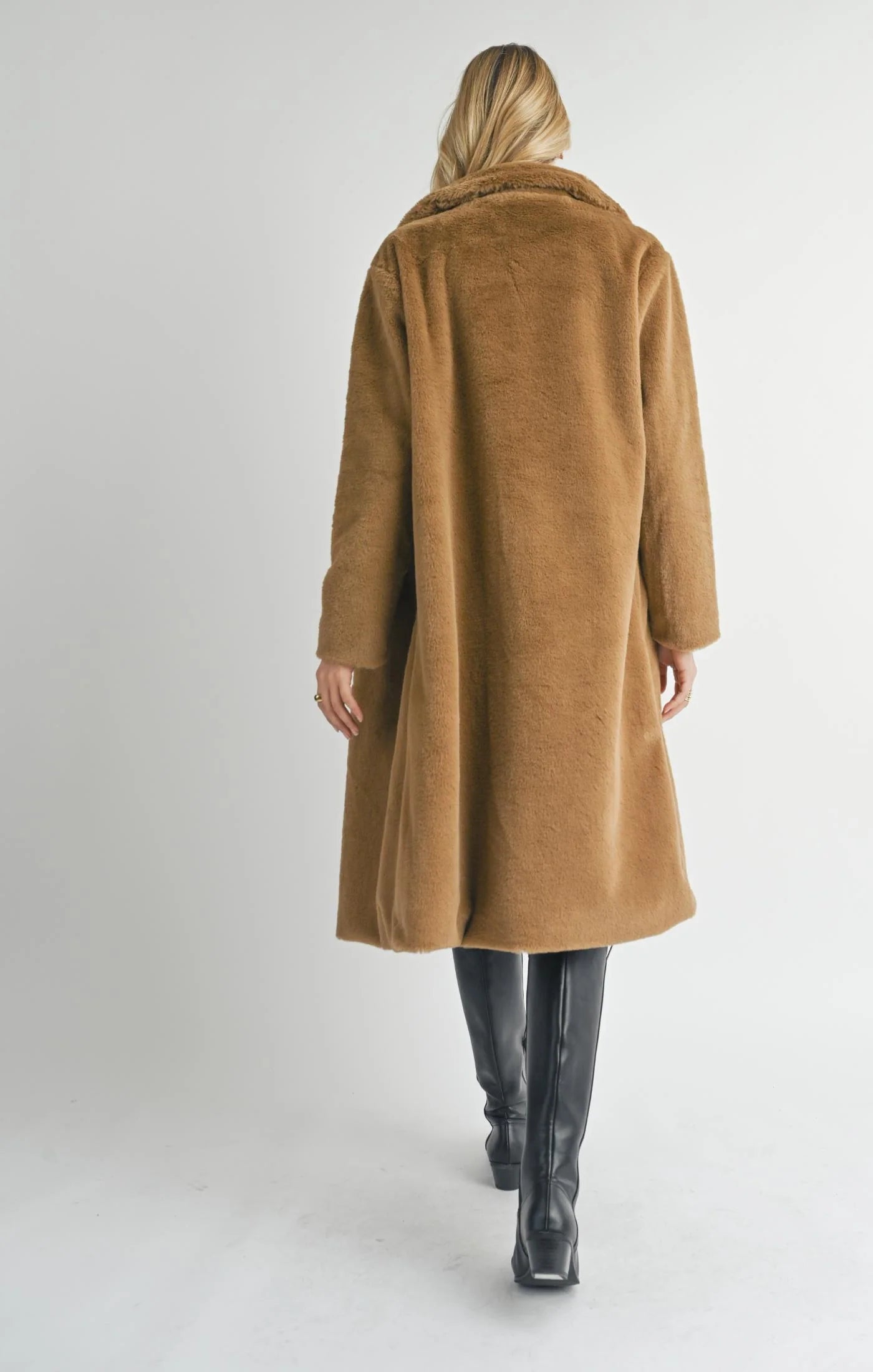 EDEN FAUX FUR BUTTONED LONG COAT