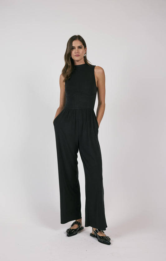 SEE ME NOW CORSET STYLE KNIT JUMPSUIT