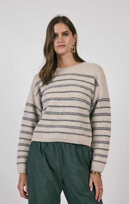 OPEN WINDOWS STRIPED PULLOVER SWEATER