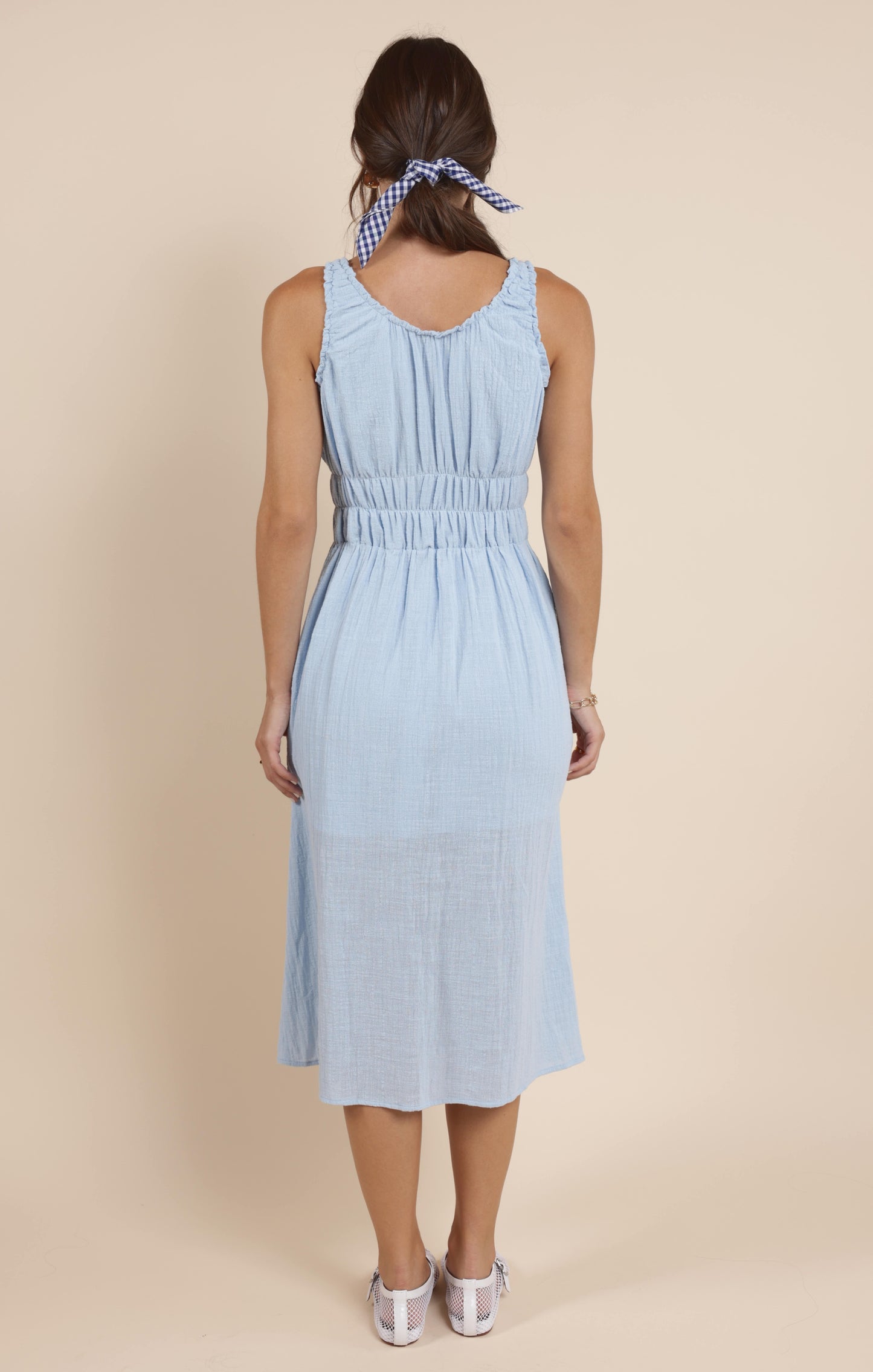 SO CAL SCRUNCHY DETAILS MIDI DRESS