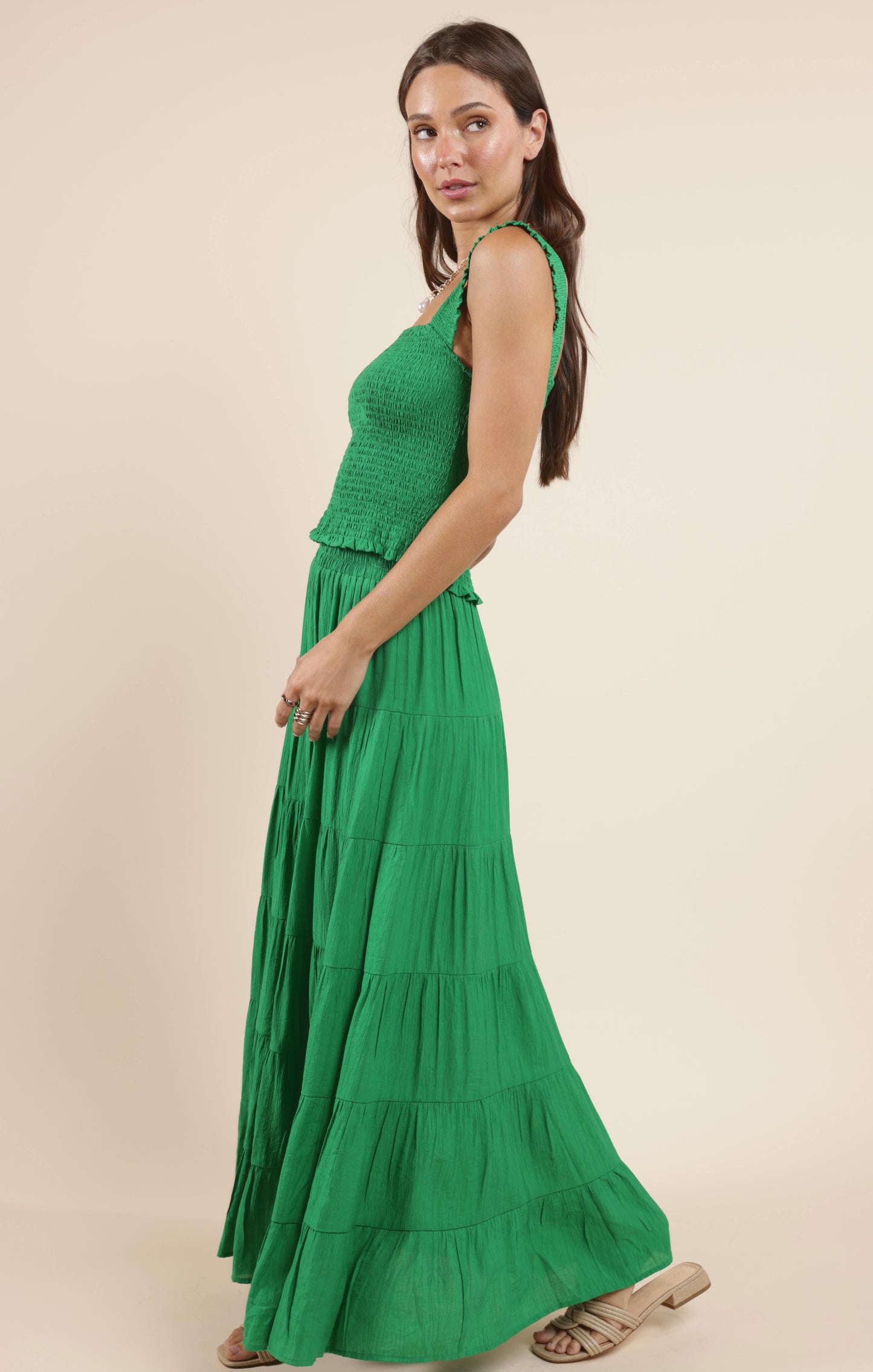 SOCIALIZE SQUARE NECK SMOCKED TANK