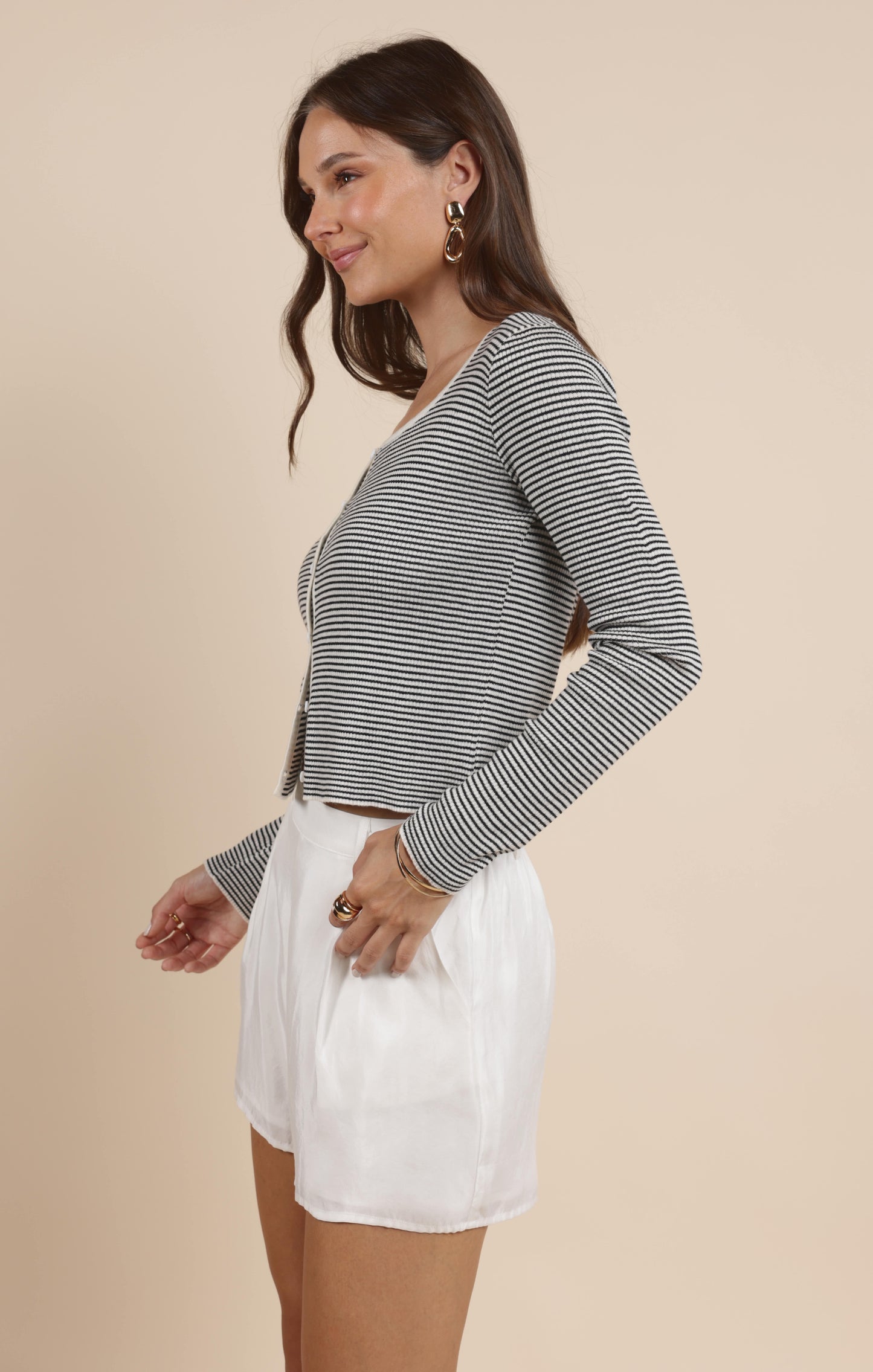 PREPSTER BUTTONED STRIPED CARDIGAN