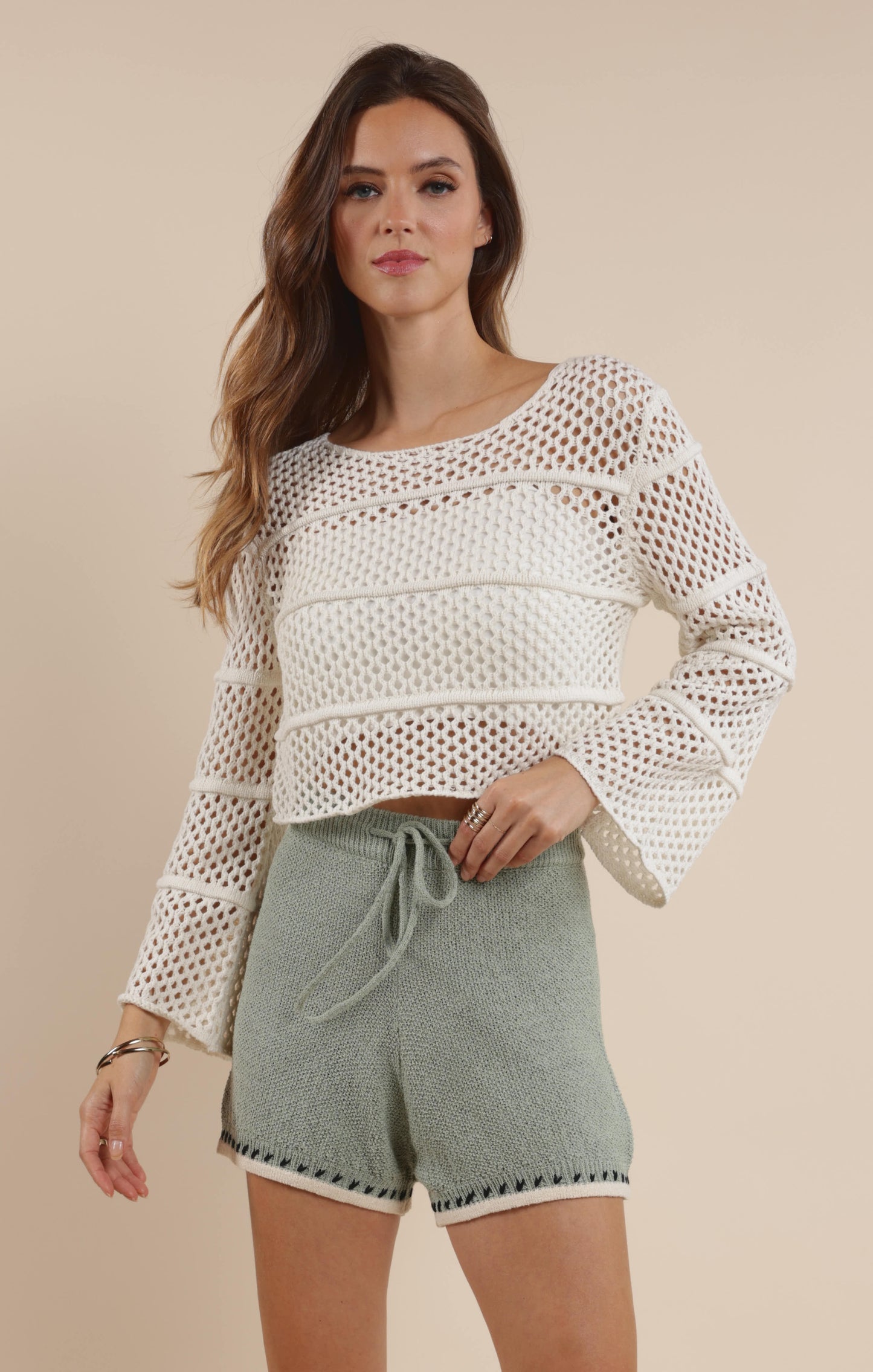 Poppy Crochet Bell Sleeve Sweater